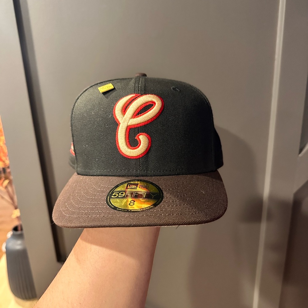 New Era Black and Brown Cap with Red Logo